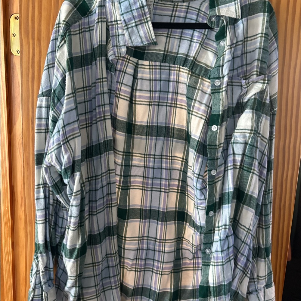 Nordstrom Green Plaid Blouse